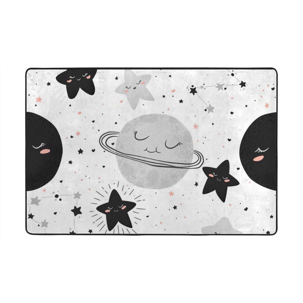 Tapis de salon planètes et étoiles idéal pour créer un coin lecture confortable
