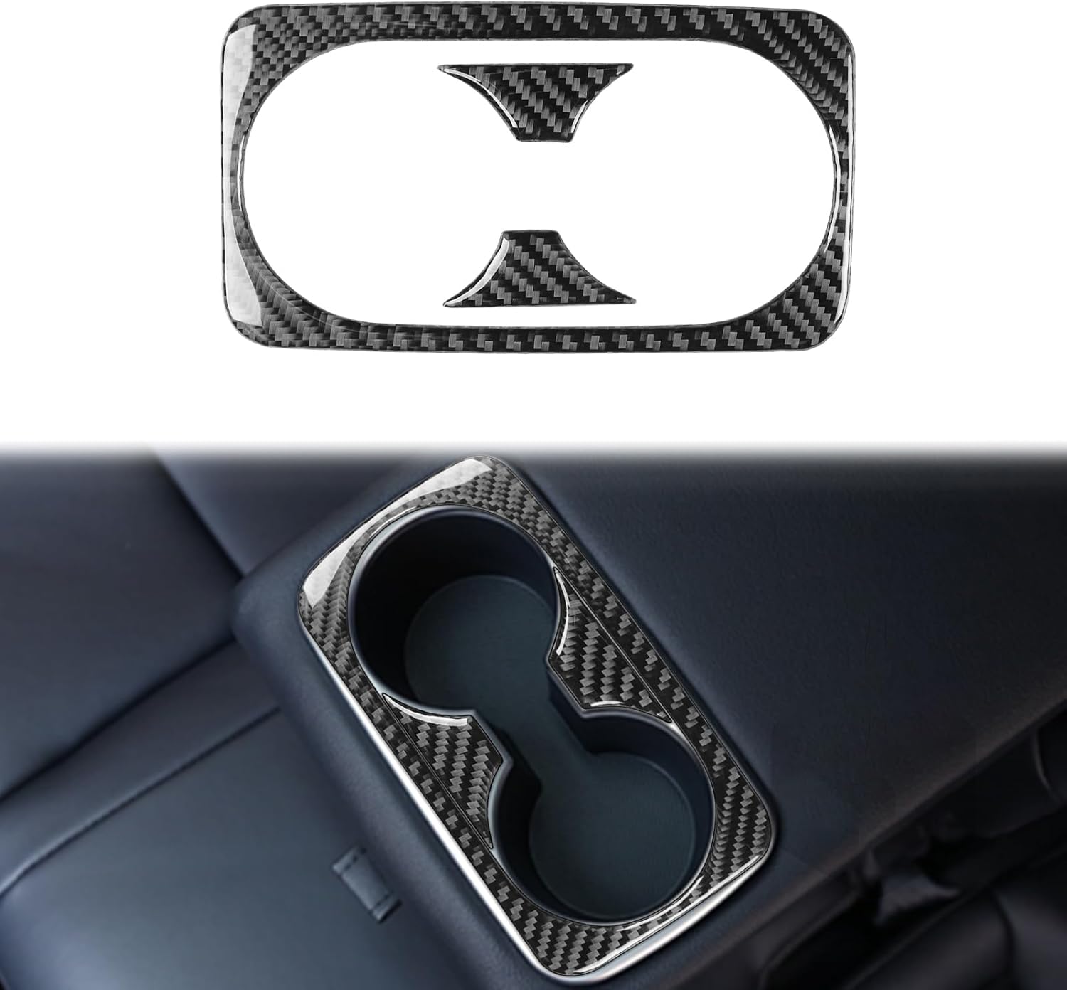 Car Rear Armrest Cup Holder Kit 3pcs Decals Carbon Fiber Accessories Compatible with Kia Stinger 2019 2020 2021 2022 2023