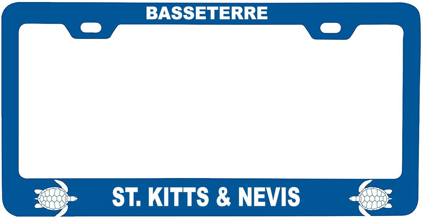 R and R Imports Basseterre St. Kitts & Nevis Turtle Design Souvenir Metal License Plate Frame