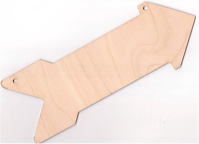 DECOCRAFT 2x Wooden Plain Arrow Plaque Wall Sign Blank Decoration Hanging Arrows (V4)