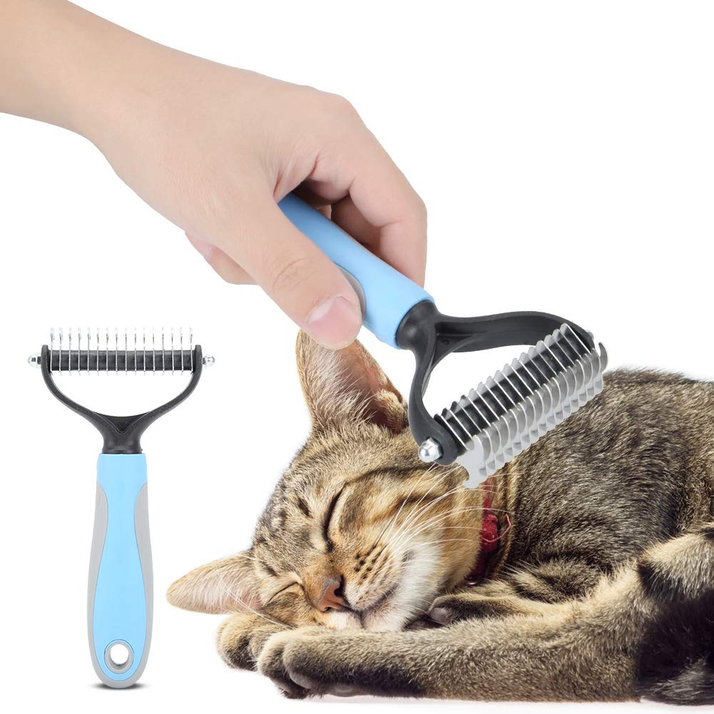 Pet Grooming Brush, Pet Dog Cat Fur Hair Knot Cutter Rake, Deshedding Dog Brush Hair Removal Comb Brush Grooming Tool Undercoat Grooming Rake for Shedding and Dematting (S)