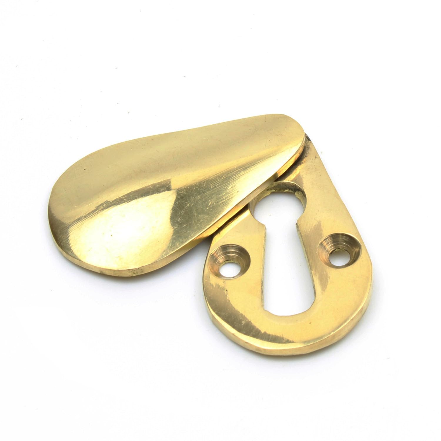 Oakcrafts - Peardrop Design Escutcheon with Cover in Polished Brass