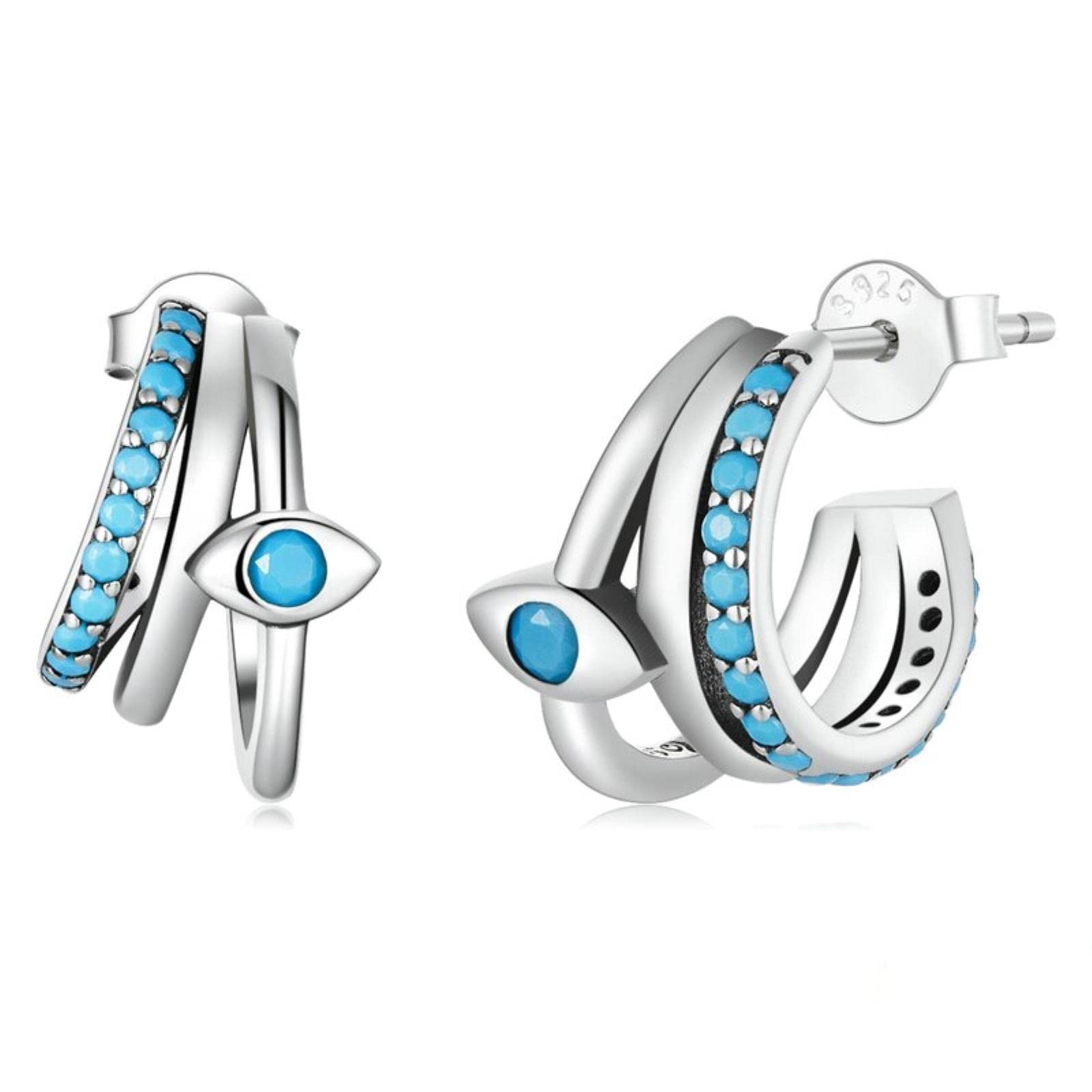 Nuevos Y Auténticos Pendientes De Tuerca Multicapa De Ojo De Diablo De Plata De Ley 925 para Mujer, Pendientes De Moda Originales, Joyería