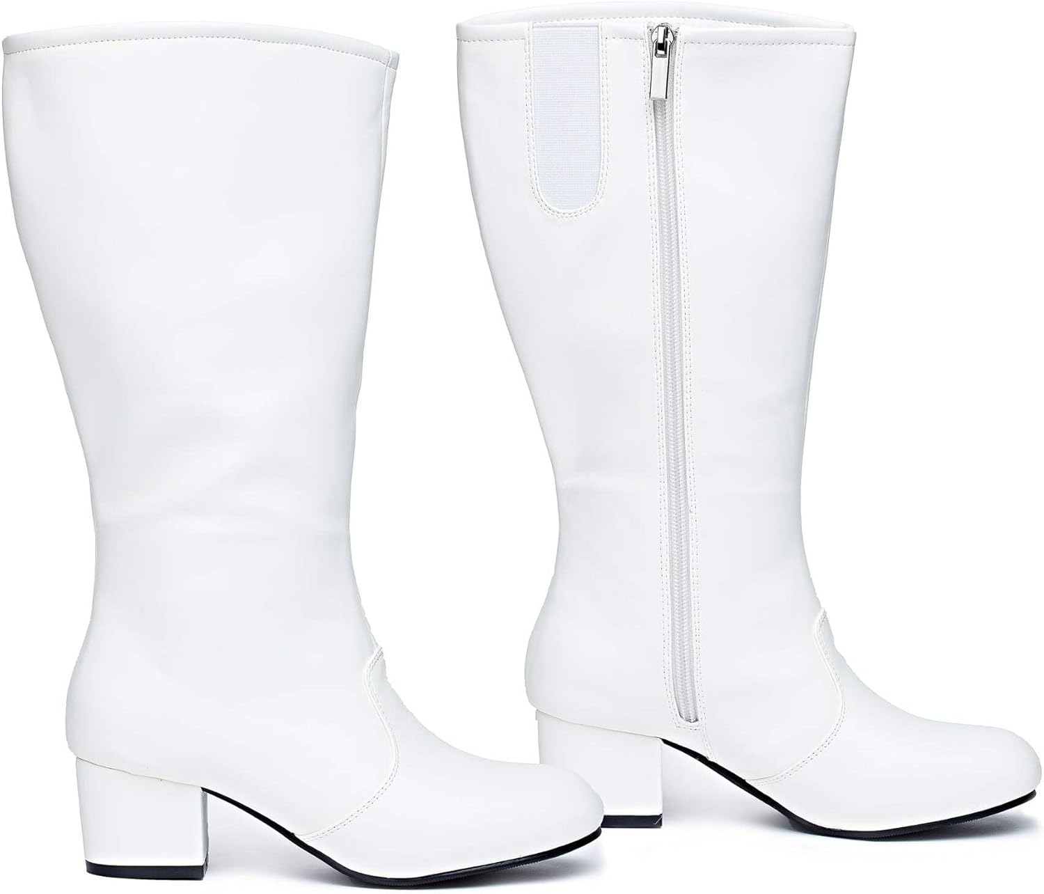 Danz N Motion Parade Boots Womens Dolly 2" Heel Knee High Black and White 531 & 533