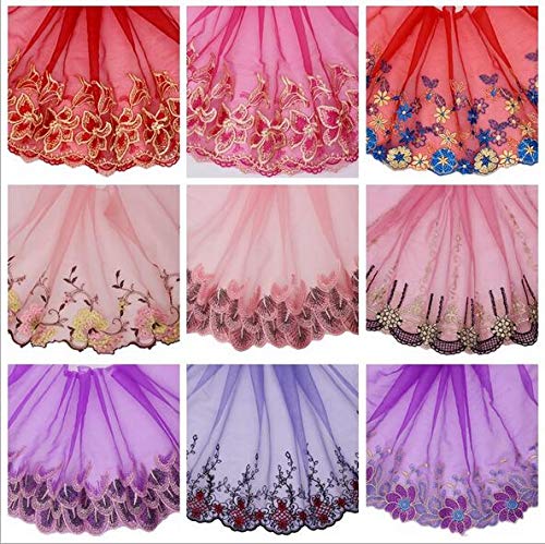 RayLineDo 5 Yards Wide Edge Trim Ribbon Vintage Style Edging Trimmings Fabric Embroidery Polyester DIY Lace Applique Sewing Craft Wedding Bridal Dress Embellishment DIY Party Decor Clothes Access