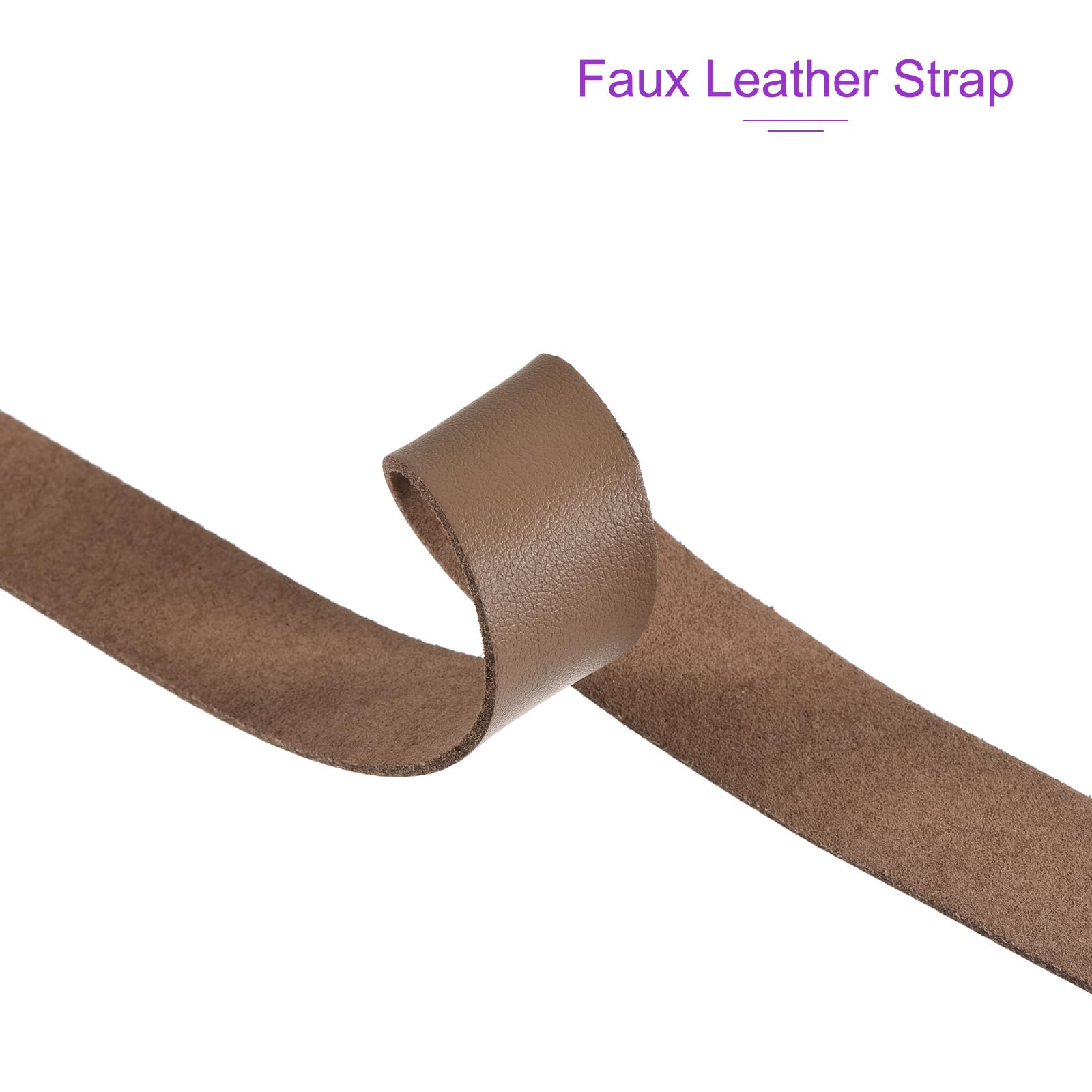 DMiotech Light Brown Faux Leather Strap 0.8 Inch Wide 78 Inch Long Flat Leather Belt Strip 1.3mm Thick Single Sided Cord for Arts Craft DIY Traction Ropes - Image 4