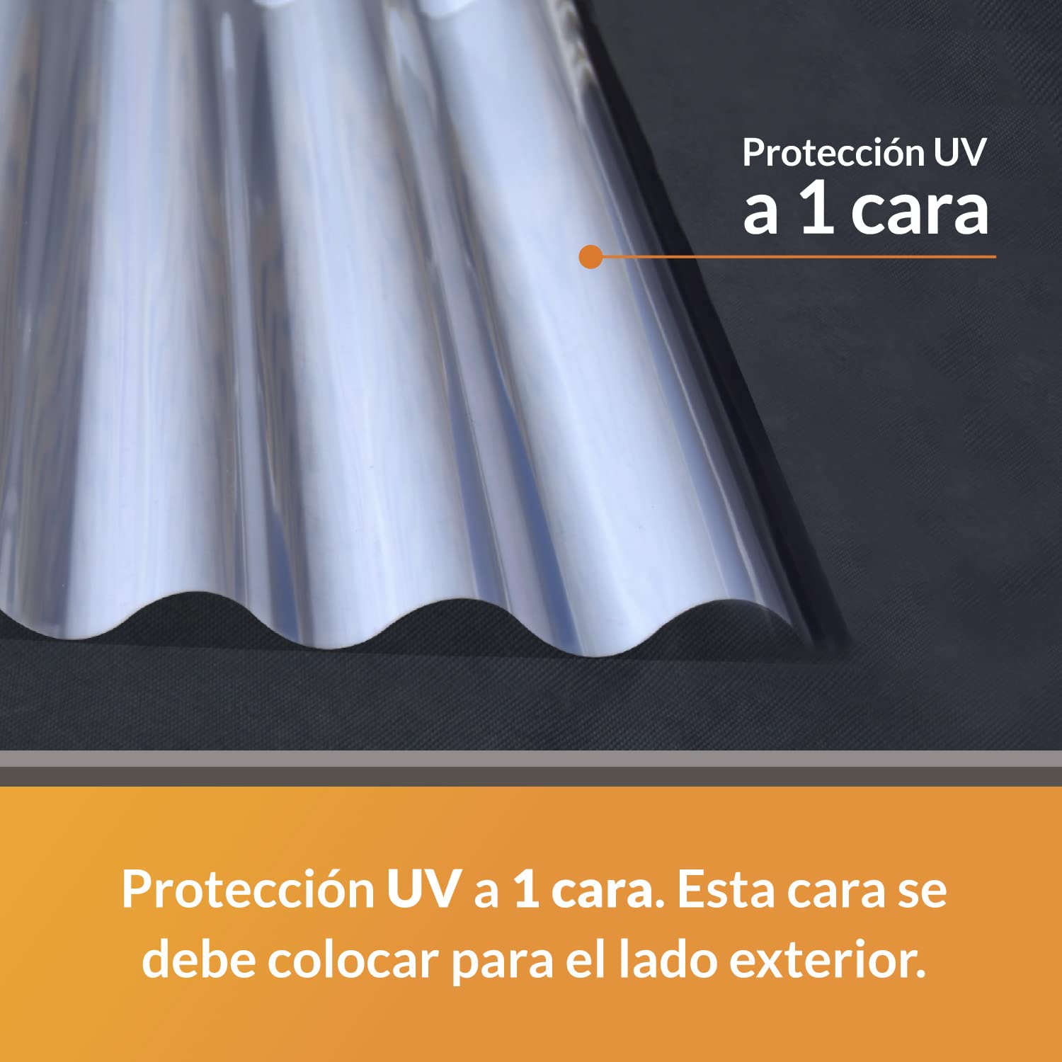 Plancha de Policarbonato Compacto Ondulado - Mini Onda - Espesor de 0,8mm - 2500 x 1000 - Material Resistente a la Lluvia - Color Opal