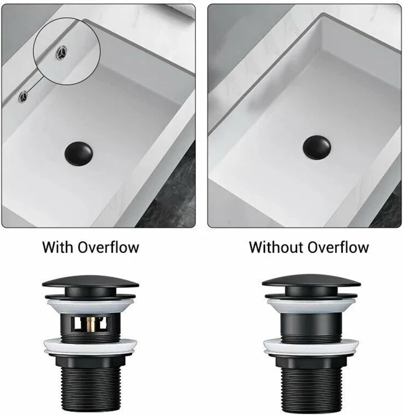 sustitución de Tapones de Fregadero Pop up, Tapón de desagüe emergente for Lavabo de baño, tapón de baño Negro, tapón de colador for Ducha, Accesorios de baño(Without Hole)