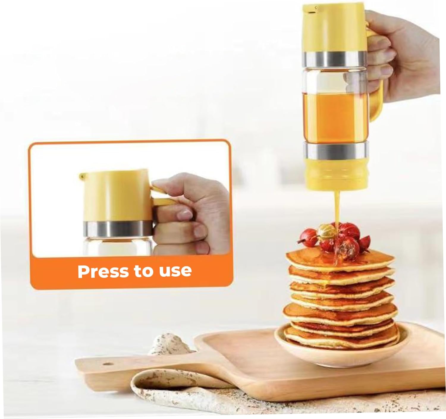 Glass Honey Dispenser No Drip 300ml Honey Jar with Holder Base Multi-Purpose Syrup Dispenser for Toast, Coffee & More image 5
