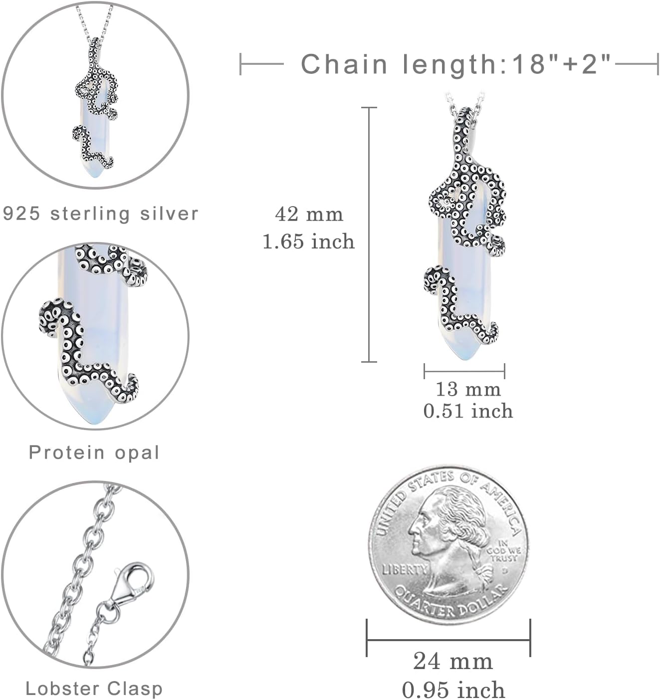 Octopus Necklace 925 Sterling Silver Octopus Jewelry Ocean Jewelry Gifts for Women - Image 4