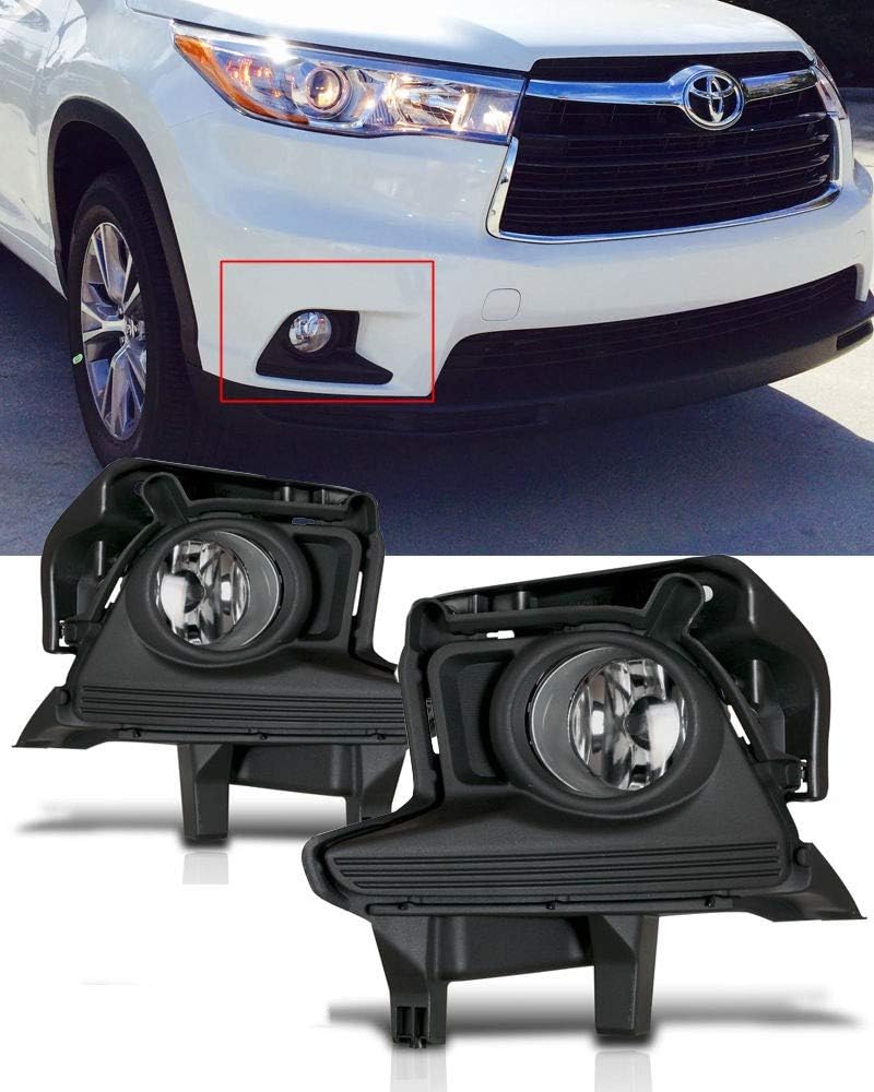 Clear Fog light Front Lamps Full Kit W/Harness Replacement For Toyota Highlander 2014 2015 2016