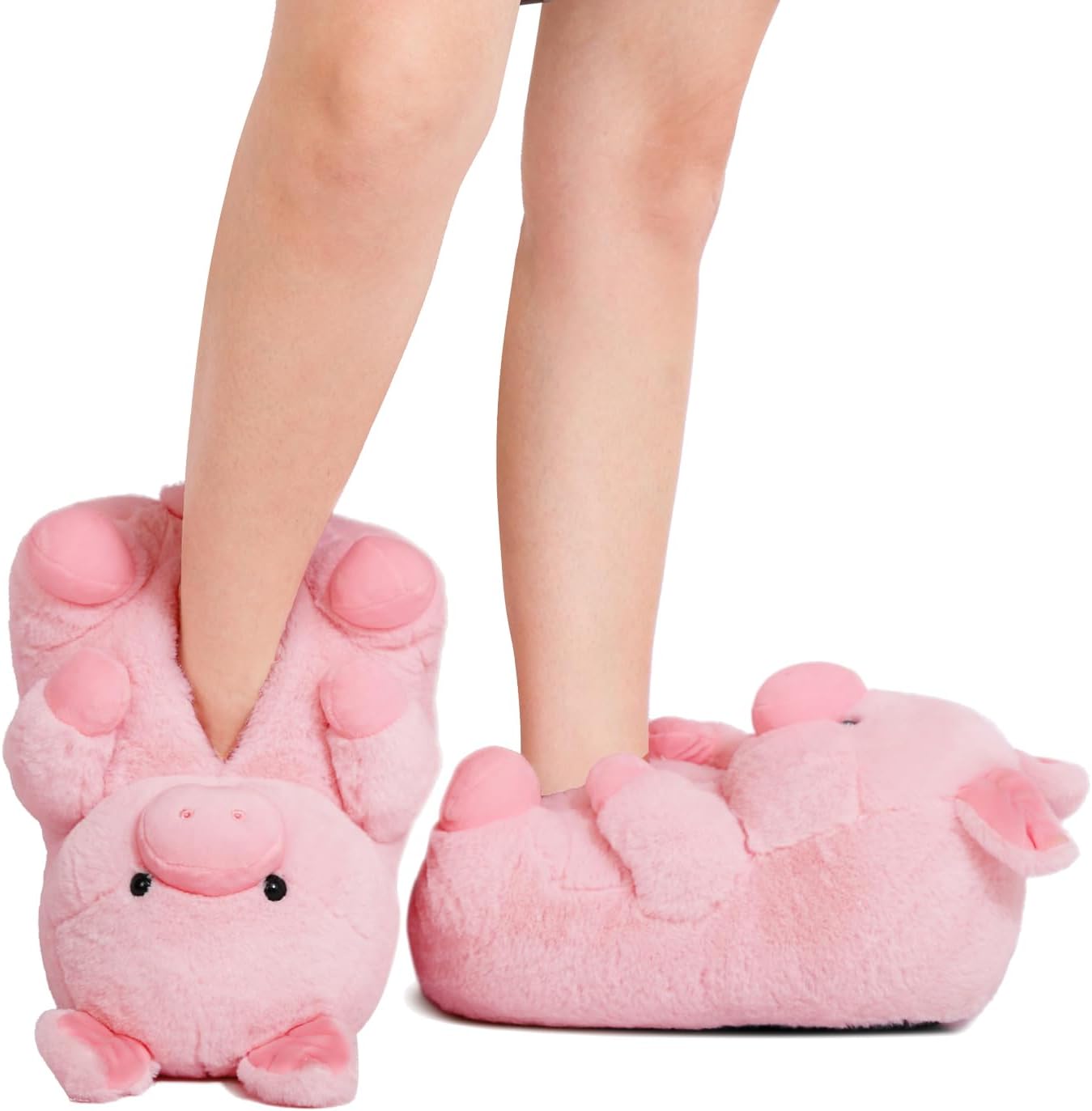Bashful Teddy Bear Plush Slippers for Women,Pig Slipper,Unicron Slippers,Cozy Plush Animal Slipper,Non-Slip Fuzzy Winter Indoor House Shoes, Birthday Christmas Gift Ideas (US Sizes 9-12) - Image 4