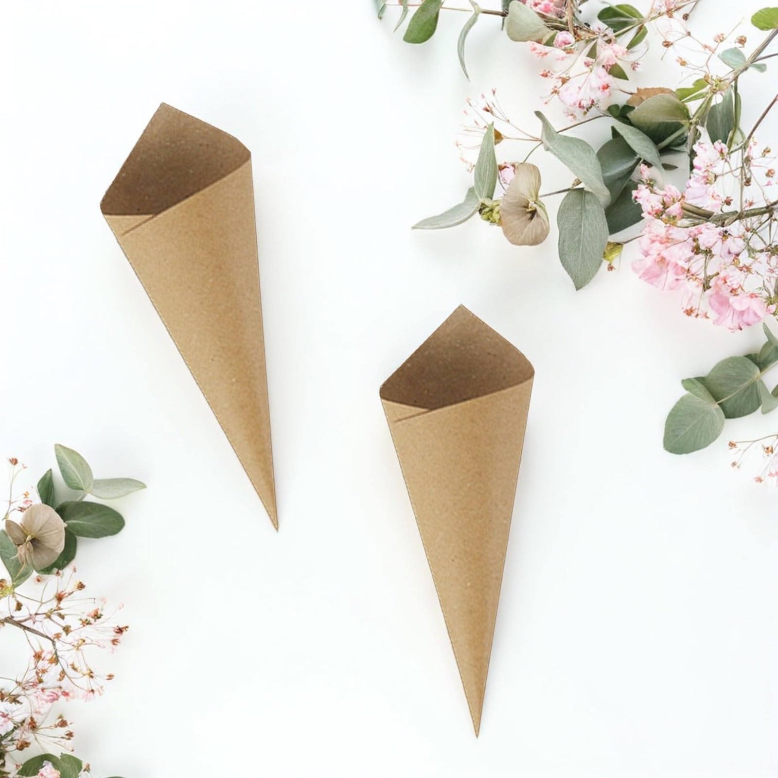 Artibetter Blütenkegel als Kleiner Blumenstrauß oder Konfettihalter aus Kraftpapier 120 Stück Langlebige Papierblütenzapfen für Hochzeit und Geburtstag Party