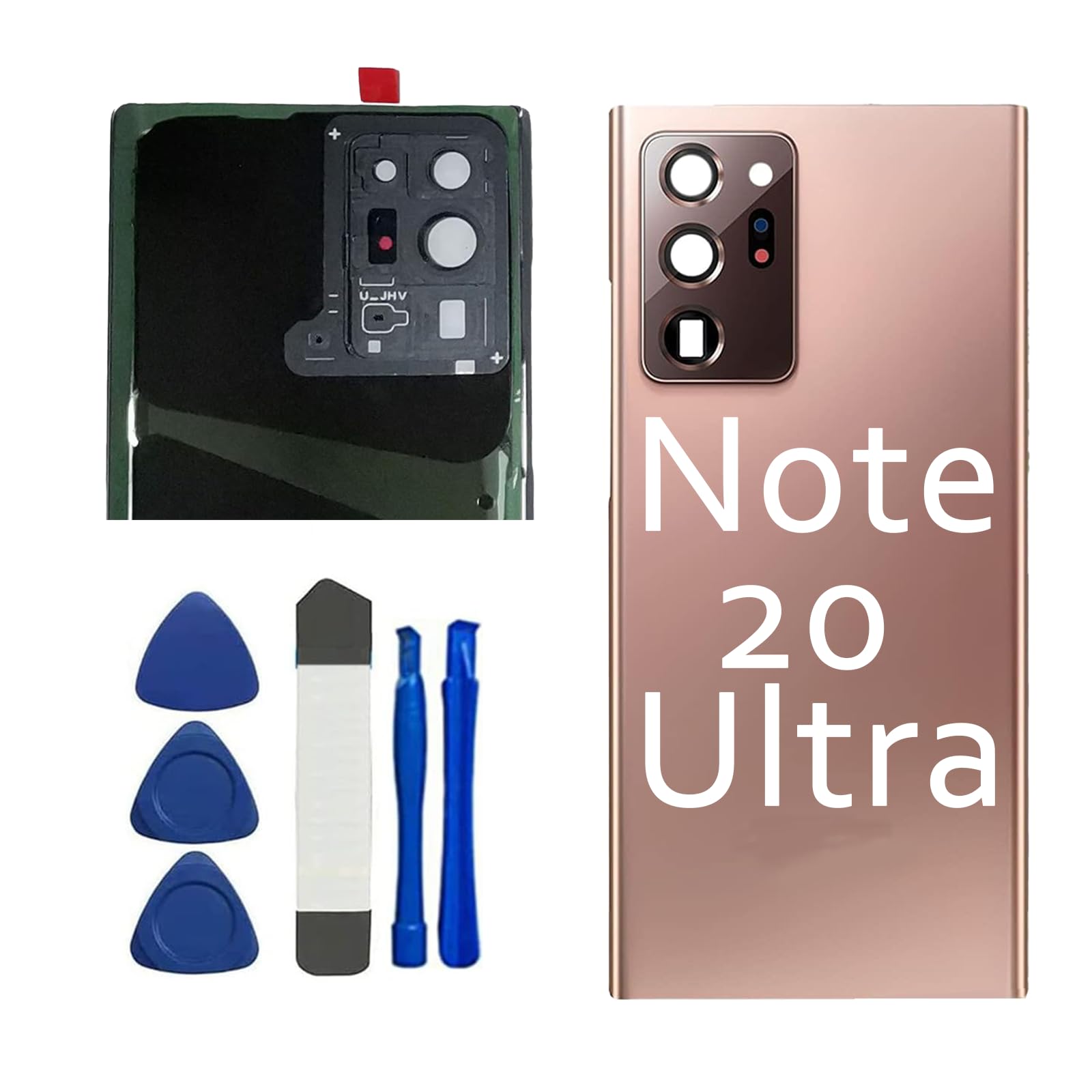 Cache batterie Samsung Note 20 Ultra or en verre avec lentille