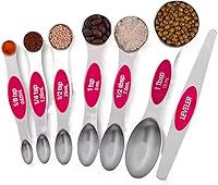 Vista 7 de Juego de 7 cucharas medidoras magnéticas de acero inoxidable con nivelador, cucharada apilable para hornear y cocinar, accesorios de cocina