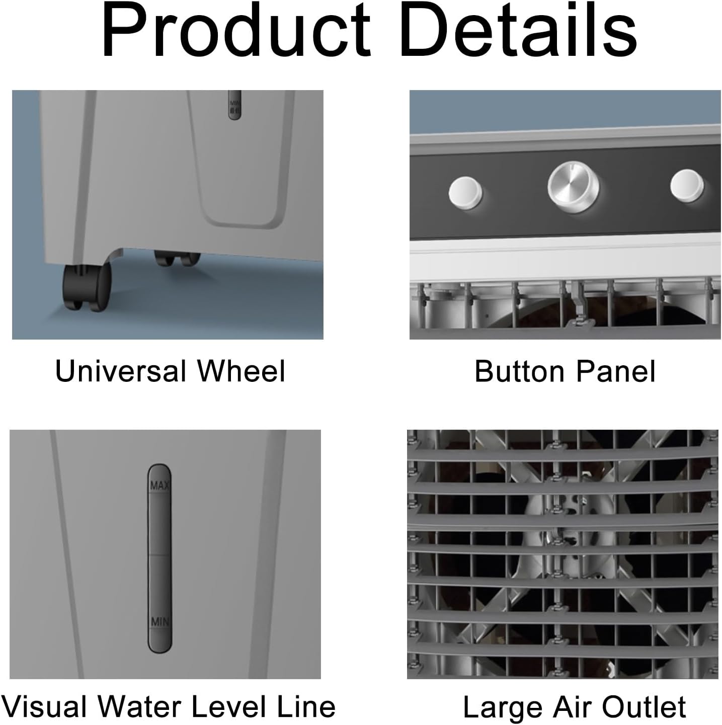 Portable Swamp Cooler with 60L Tank, 4 Ice Packs, 3 Speeds & Modes, 120° Oscillation, Dry Burn Protection - Ideal for Garage, Yard & Commercial Use