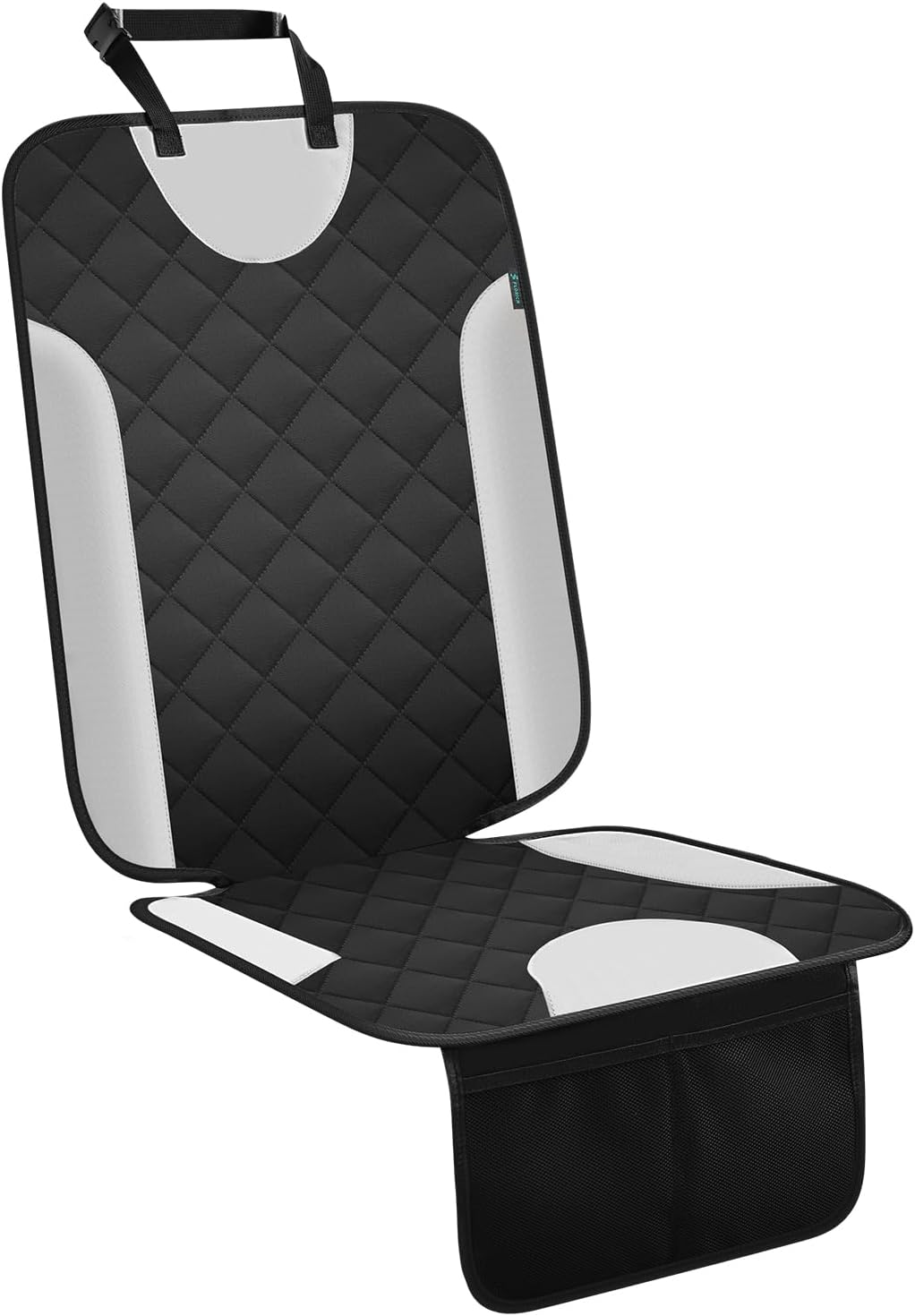 FLORICH Car Seat Protector for Child Car Seat with 2 Mesh Pockets, Non-Slip Fabric Universal Pets Baby Car Seat Protector for Sedan SUV Truck, 1 Pack - Black&Gray