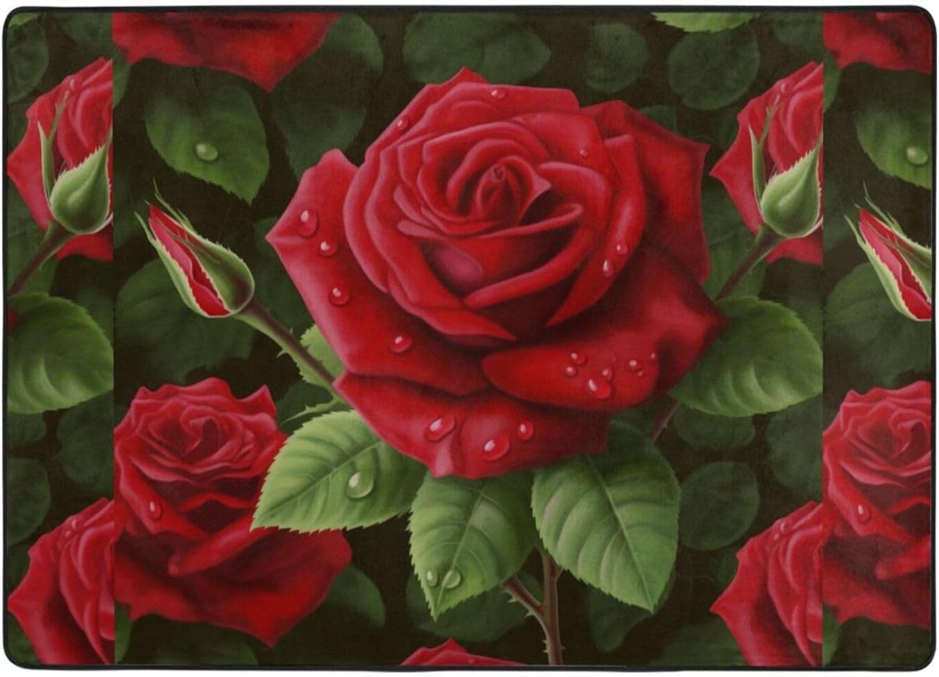 Flannel Non-Slip (Red Rose) Rug Pad 80×50in Soft Washable Protective for Hardwood Floors Bedroom Bathroom Living Room