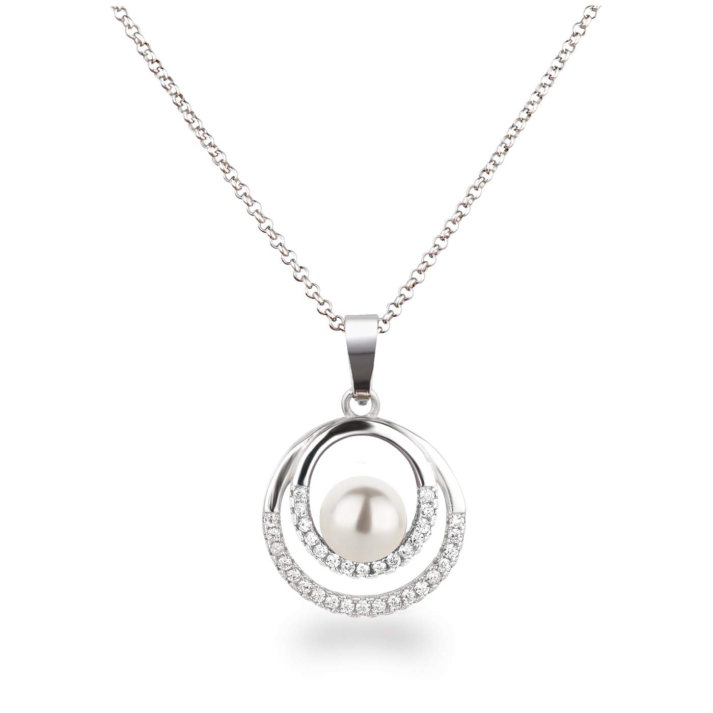 Collana con ciondolo perla Giapponese 8.50-9.00 mm e diamanti