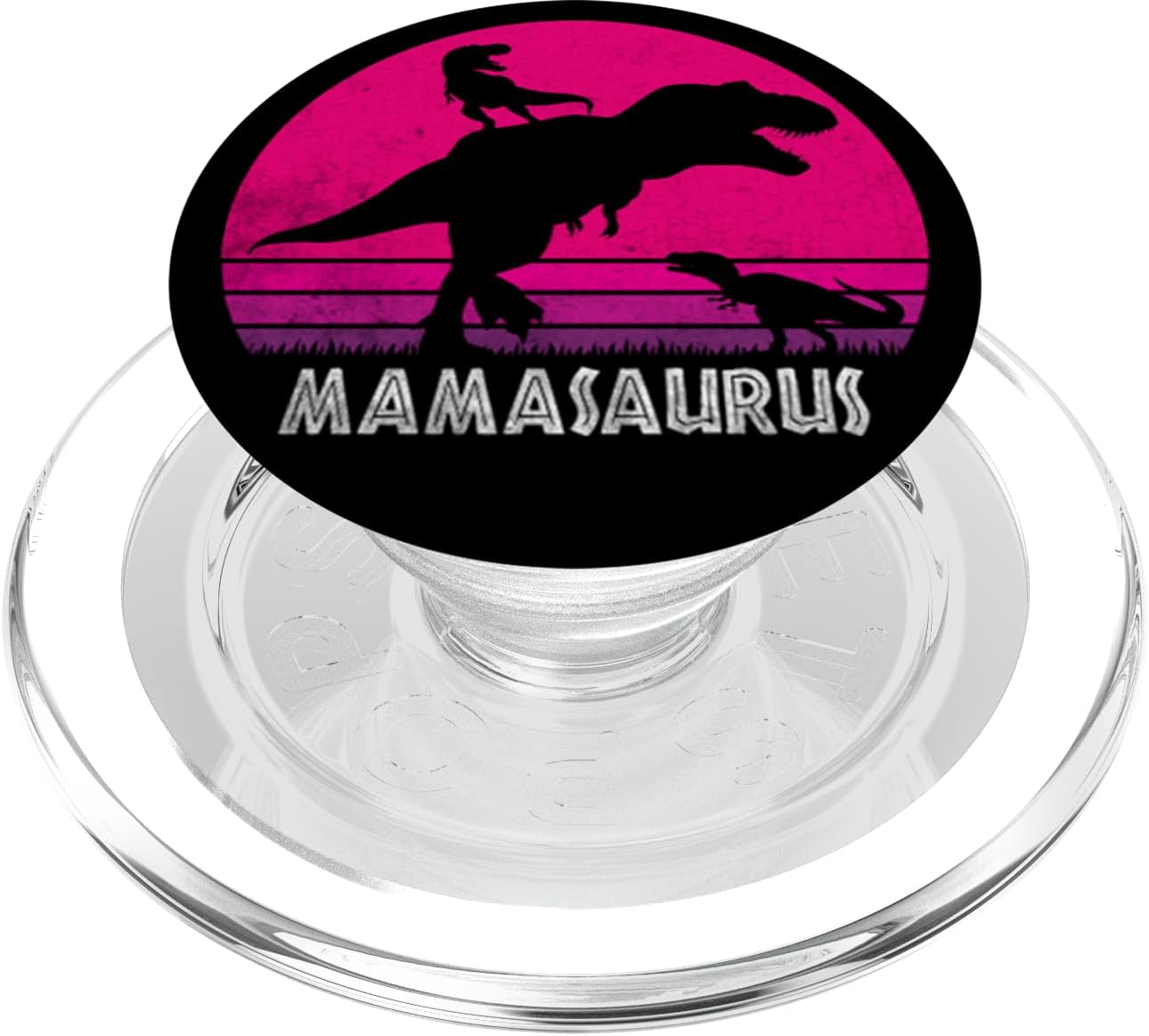 Vintage Retro 2 Kids Mamasaurus Sunset Funny Gift For Mother PopSockets Grip and Stand for Phones and Tablets PopSockets MagSafe PopGrip for iPhone