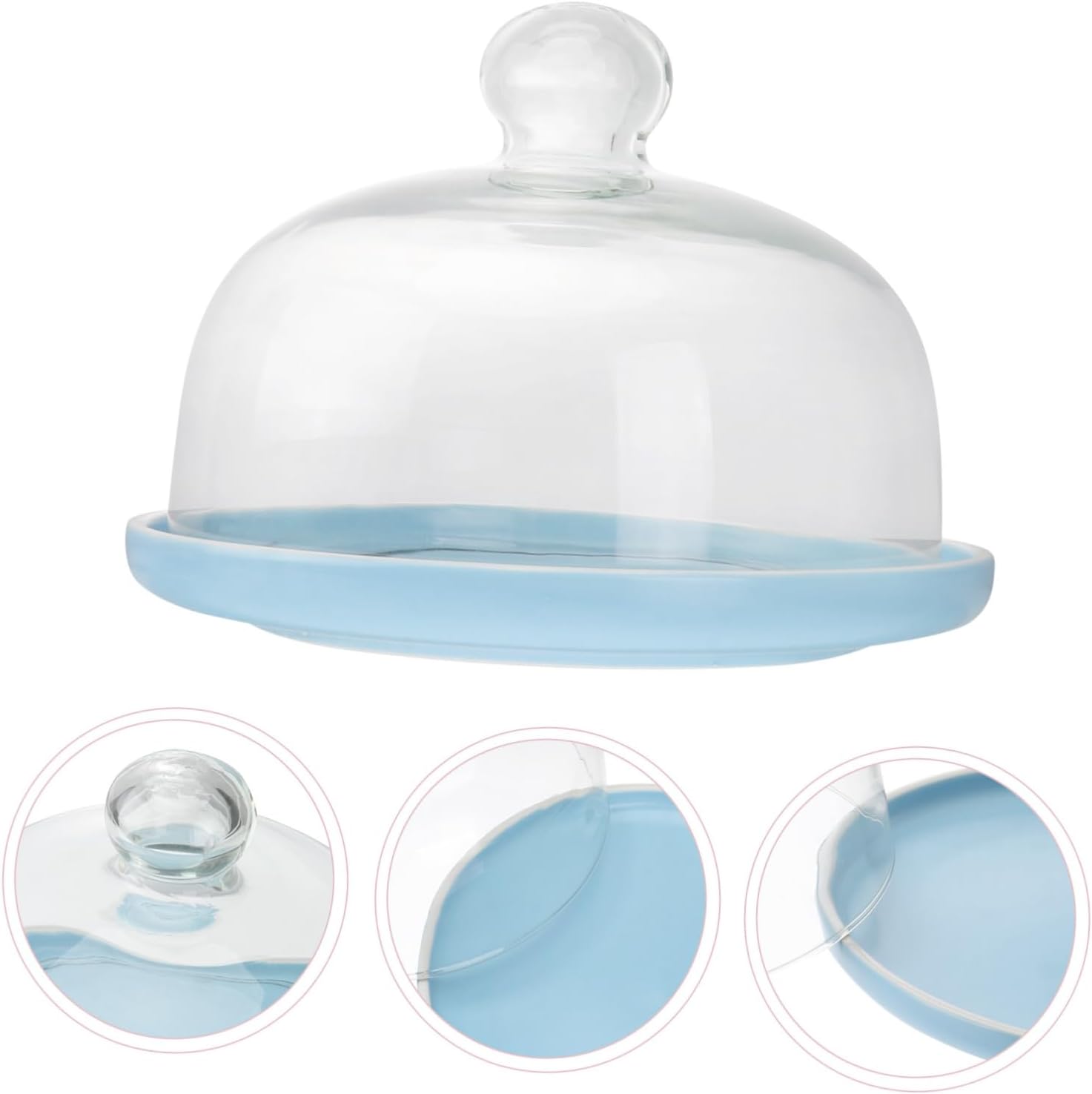 1 Set Elegant Ceramic Food Tray with Glass Lid Serving Plate for Desserts Fruits and Snacks for Home Entertaining and Special Occasions