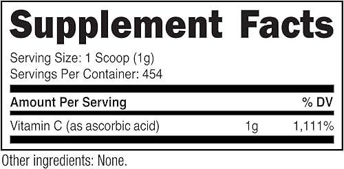Miniatura 8 de Nutricost polvo de ácido ascórbico puro vitamina C, 1G por porción, alta calidad, soporte del sistema inmunológico., 1