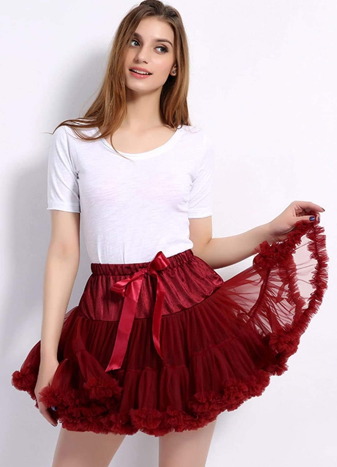 Women's Girls Elastic Waist Multi-Layer Tulle Tutu Short Skirt Petticoat