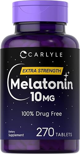 Melatonina 10 mg 365 tabletas Ayuda sin medicamentos para adultos Suplemento vegetariano sin OMG sin gluten por Carlyle Melatonina 10 mg 365 tabletas Ayuda sin medicamentos para adultos Suplemento vegetariano sin OMG sin gluten por Carlyle