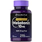 Carlyle Melatonin 10mg | 270 Tablets | with L-Theanine | Vegetarian, Non-GMO, Gluten Free Supplement