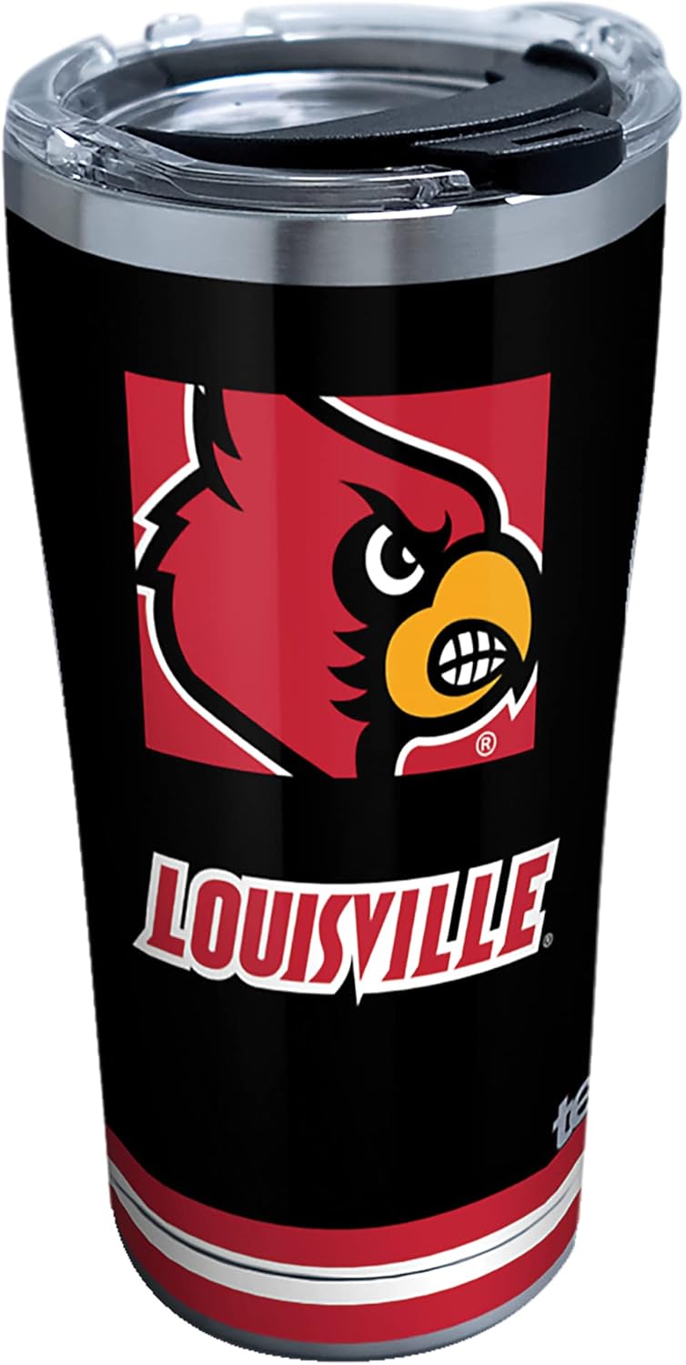 Tervis Triple Walled University of Louisville Cardinals Blocked Insulated Tumbler Cup Keeps Drinks Cold & Hot, 30oz, Stainless Steel