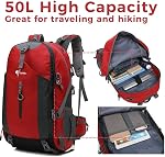 TurnWay Amanda Hiking Backpack 50L Lightweight Water Resistant, Camping Daypack Travel Bag with Rain Cover, Headphone Hole