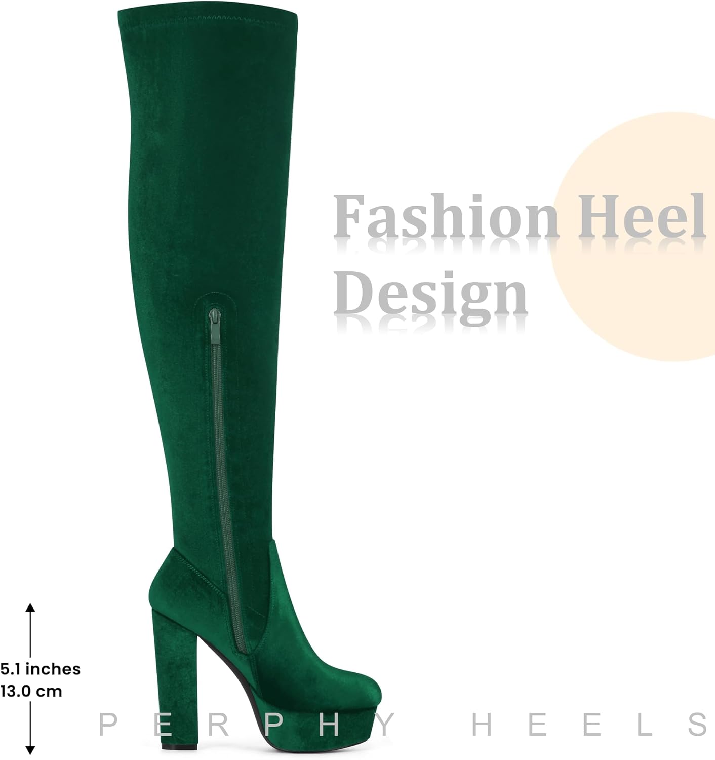Perphy Platform Thigh High Boot Velvet Over the Knee Boots for Women