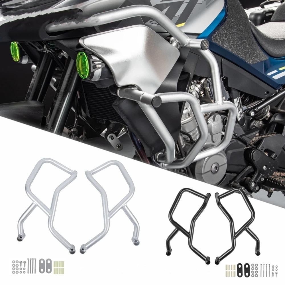 Protector Motocicleta Protector Parachoques Marco Motor Protector Contra Caídas Barra Parachoques Carretera Para 800MT 2021-2023 Defensa Protector Motor(Negro)