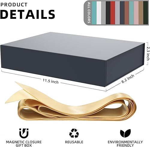 Miniatura 2 de MOZRRO Caja de regalo de 11.5 x 8.2 x 2.3 pulgadas, cajas de regalo para regalos de cierre magnético, cajas de regalo con tapas para regalos de