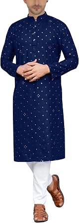 MKP125 Mens Blue Kurta Pajama Set Indian Traditional Party Wear Outfit