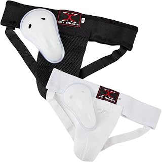 MAXSTRENGTH Mens Boxing Groin Guard Cup Protector For Training, Karate, Taekwondo, Kickboxing, Muay Thai, MMA Fighting, Support with Ventilated Cup