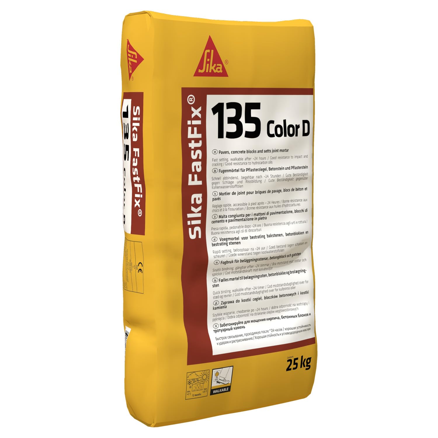 SIKA - Mortero cementoso de alto rendimiento - Sika FastFix-135 Color D gris - uso urbano - juntas de pavimentos de colores oscuros - 25 kg