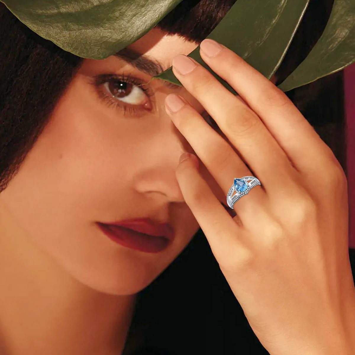 Customized Class ring for Women College Teardrop Crystal College Graduation Rings For Womens Sterling silver/10k 14k 18k Gold