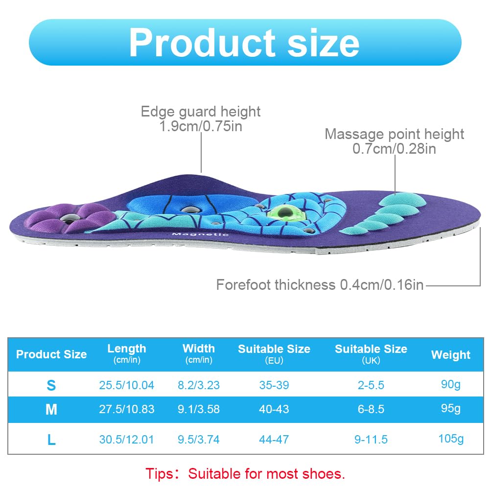 OSDUE Solette Magnetiche,Solette Gel Magnetiche Uomo e Donna,Massaggio Riflessologico per Sollievo Immediato dal Dolore,Piatto Solettes Scarpe Da Lavoro Per Alleviare La Fascite Plantare Solettes