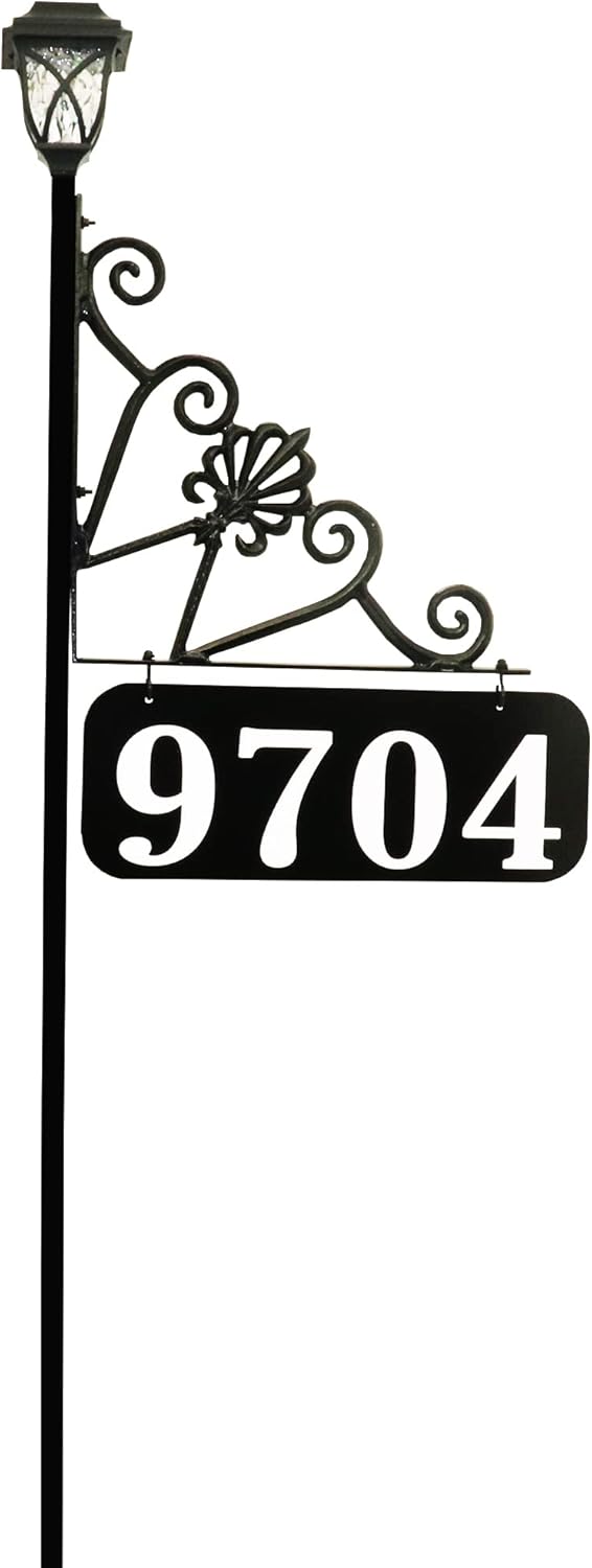 Victoria All Metal 48" Double Sided Reflective Address Sign with Solar Lamp