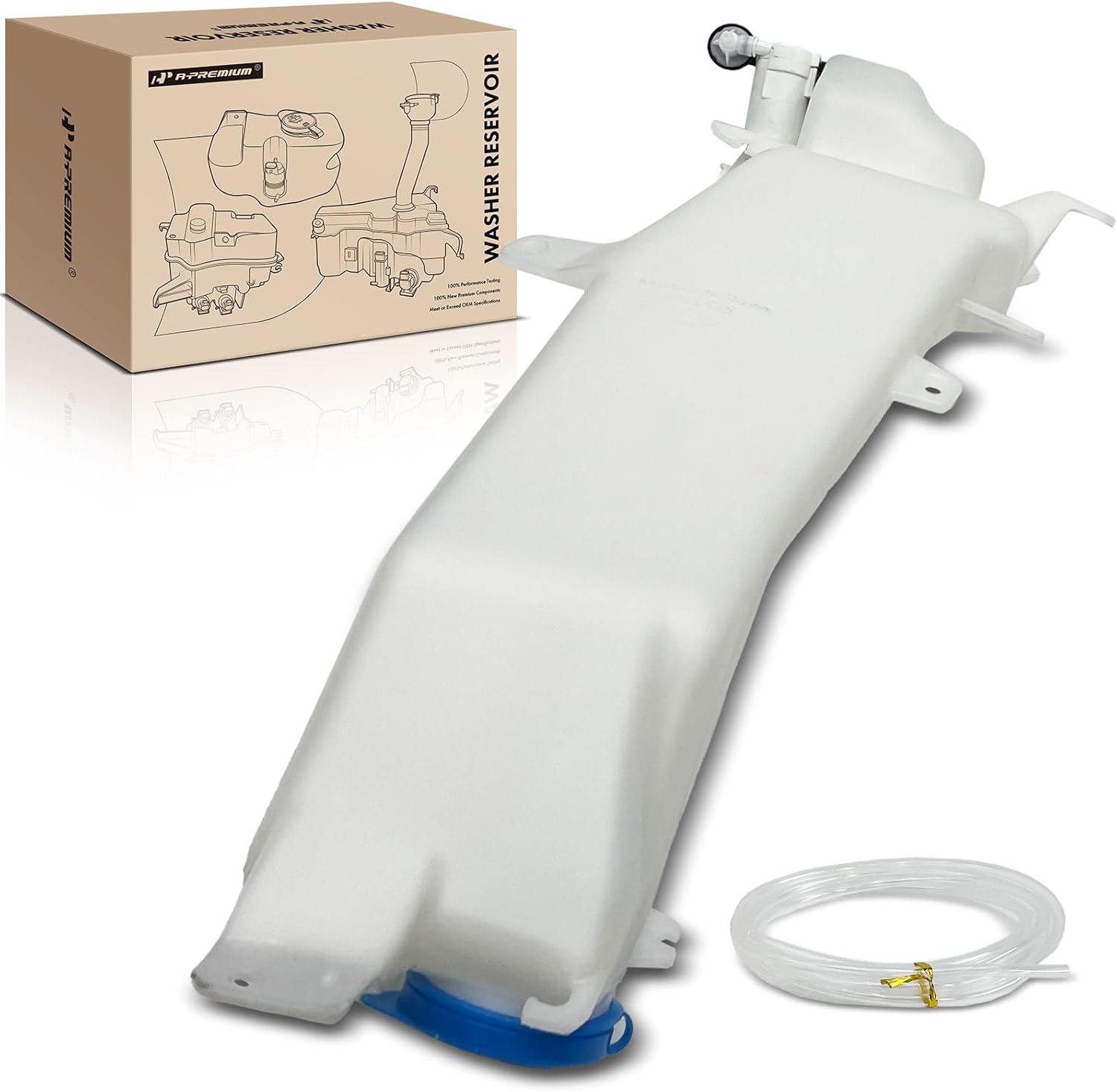 A-Premium Windshield Washer Reservoir Compatible with Select Honda Models - Fit 2009 2010 2011 2012 2013, with (Cap/Washer Pump/Hose/Bracket) - Replace# 76841TK6305