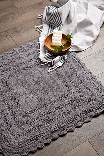 image for DII Ultra Soft Spa Cotton Crochet Square Bath Mat or Rug Place in Fron