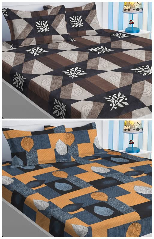 VAS COLLECTION Prime Collection Combo Pack of 2 Double Bedsheet with 4 Pillow Covers | 180 TC Soft Brushed Cotton-Blend -Long Lasting & Wrinkle Free for 7.5X7 Ft Set of 6 Peice (Black & Grey) VAS COLLECTION Prime Collection Combo Pack of 2 Double Bedsheet with 4 Pillow Covers | 180 TC Soft Brushed Cotton-Blend -Long Lasting & Wrinkle Free for 7.5X7 Ft Set of 6 Peice (Black & Grey)