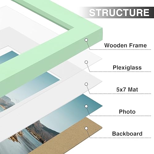 Vista 296 de Vittanly - Juego de 9 portarretratos, plexiglás resistente a rupturas, exhibe fotos de 12 x 12 pulgadas o, con paspartú, de 8 x 8 pulgadas, marcos