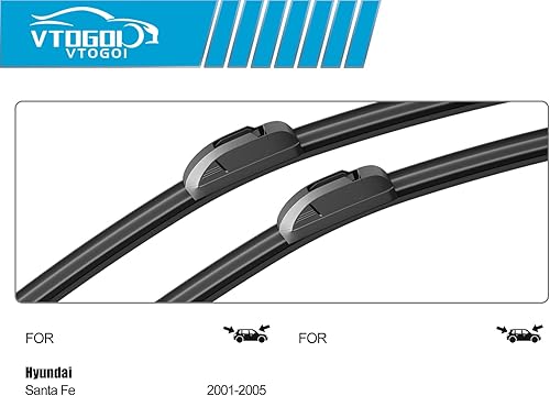 Miniatura 3 de VTOGOI Escobillas limpiaparabrisas con juego de escobillas traseras para Hyundai Santa Fe 2001-2005, repuestos para limpiaparabrisas automotrices,