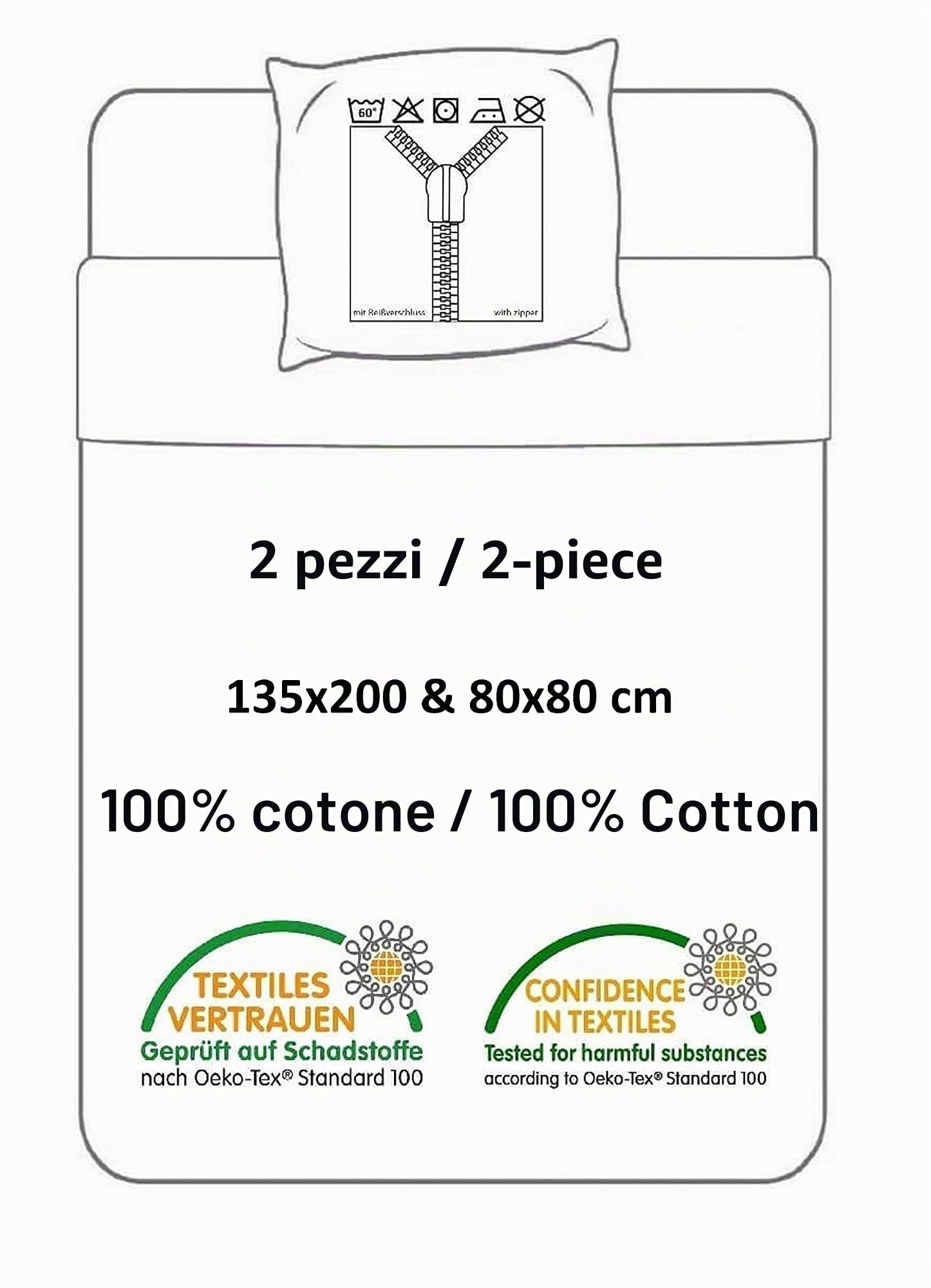 Theonoi Set di biancheria da letto per bambini, 2 pezzi, copripiumino reversibile, 135 x 200 cm, 80 x 80 cm, in cotone, conforme allo standard Öko-Tex (How to Train Your Dragon)