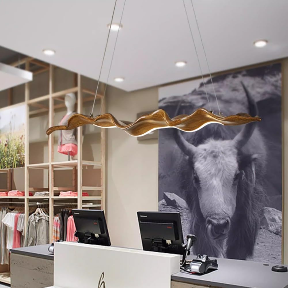 Lampa Wisząca Stylu Wabi-sabi Drewno Ziarno Żywica Syntetyczna Silikon Styl Skandynawski Nad Stół Jadalny Nowoczesna Kreatywna LED Regulacją Jasności Salonu Żyrandol Kuchenny Sypialnia Gabinet(Brown)