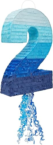 Miniatura 23 de BLUE PANDA Piñata de cuerda número 5 – Azul degradado, 16.5 x 11.6 pulgadas – Piñata para niños de 5 años, decoraciones de 5º cumpleaños para niños