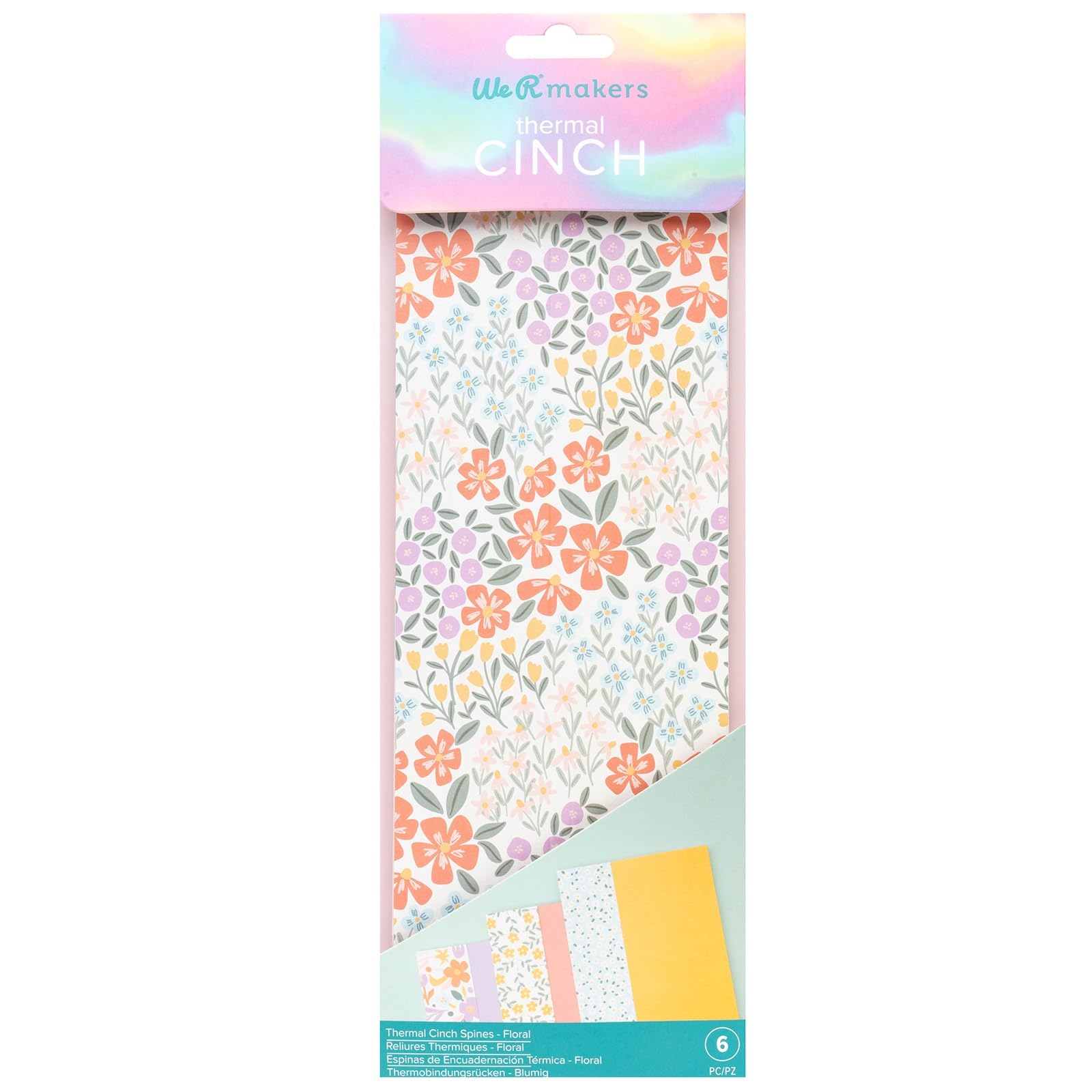 We R Memory Keepers Multiple Colours We R Makers Thermal Cinch Binding Spines Floral - 6 Pcs For Thermal Binding Machine - For Bookbinding Of Journals & Planners,