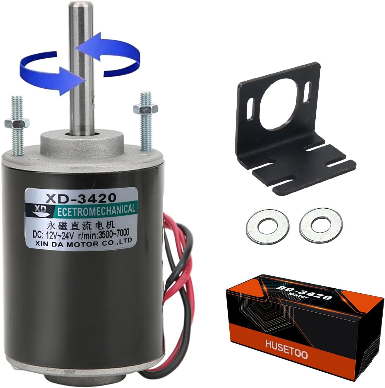 High Torque DC Motor 12 V/24 V Permanent Magnet Motor Mini DC Motor DIY Generator Motor 30W CW/CCW 3500/7000RPM with Moun